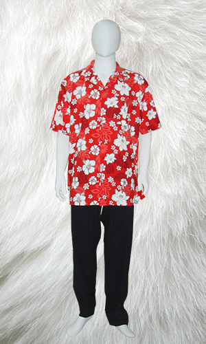 Cotton Printed Tropical Shirt In Red