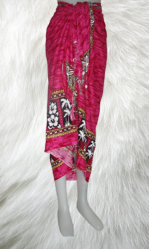 100% Rayon Printed Sarongs With Fringes In Pink