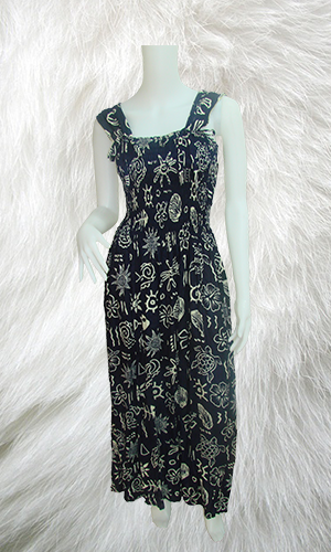 100% Spun Rayon Printed Dress In Black